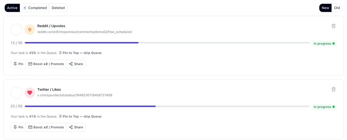 See Who Engages with your content — Upvote.club interface